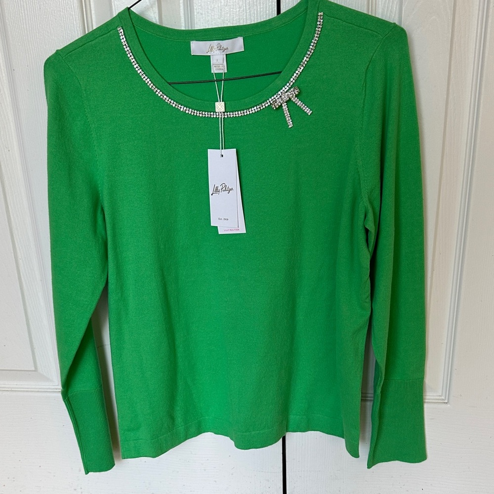 Lilly Pulitzer Size Large Green Sweater with bow